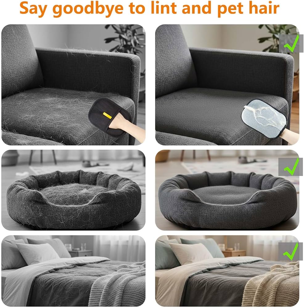 Reusable Pet Hair Removal Gloves – Grooming & Fur Cleaning Tool