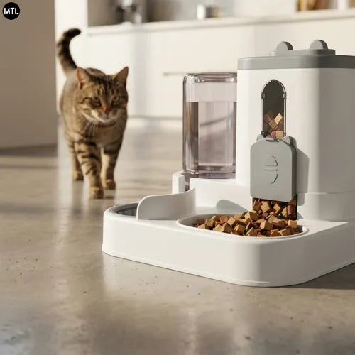 Automatic Cat Food & Water Bowl – Spill-Proof Feeder with Water Fountain