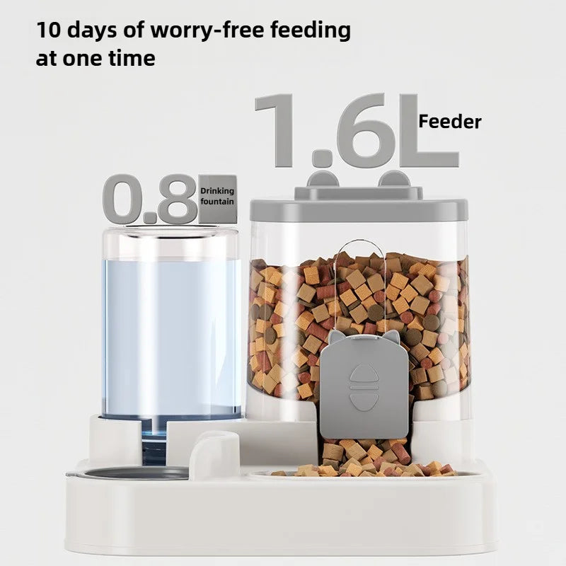 Automatic Cat Food & Water Bowl – Spill-Proof Feeder with Water Fountain